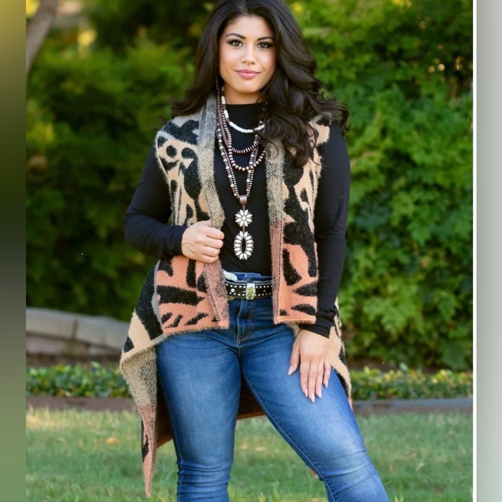 Multi Color Fall Vest - Brown